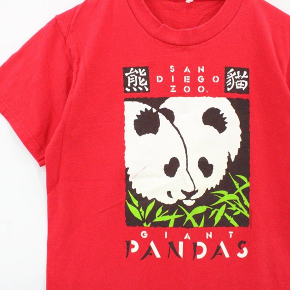 Vintage San Diego Zoo Shirt Womens Red Short Sleeve Giant Pandas Graphic S Y2K - Picture 3 of 9
